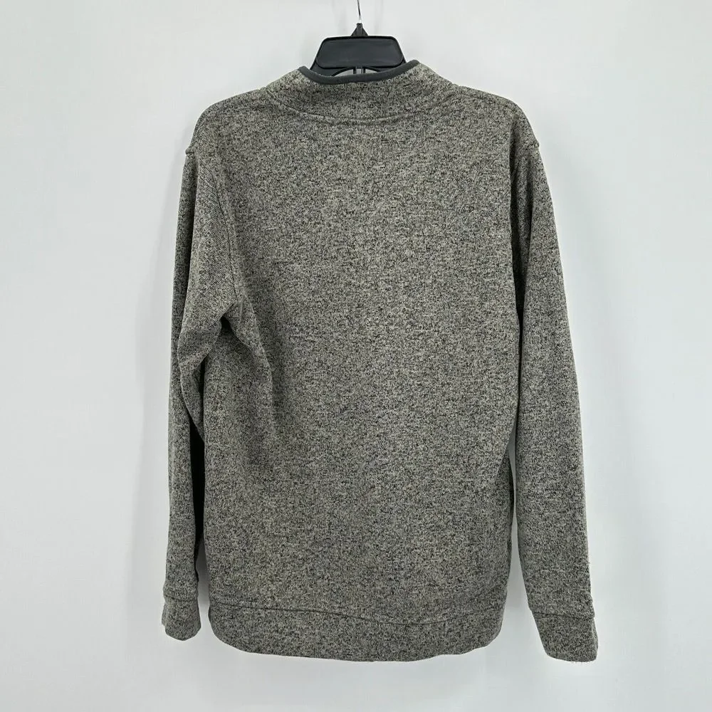 Eddie Bauer Radiator Sweater Mens L Gray Green Fleece Mock Neck Outdoor‎ Hiking